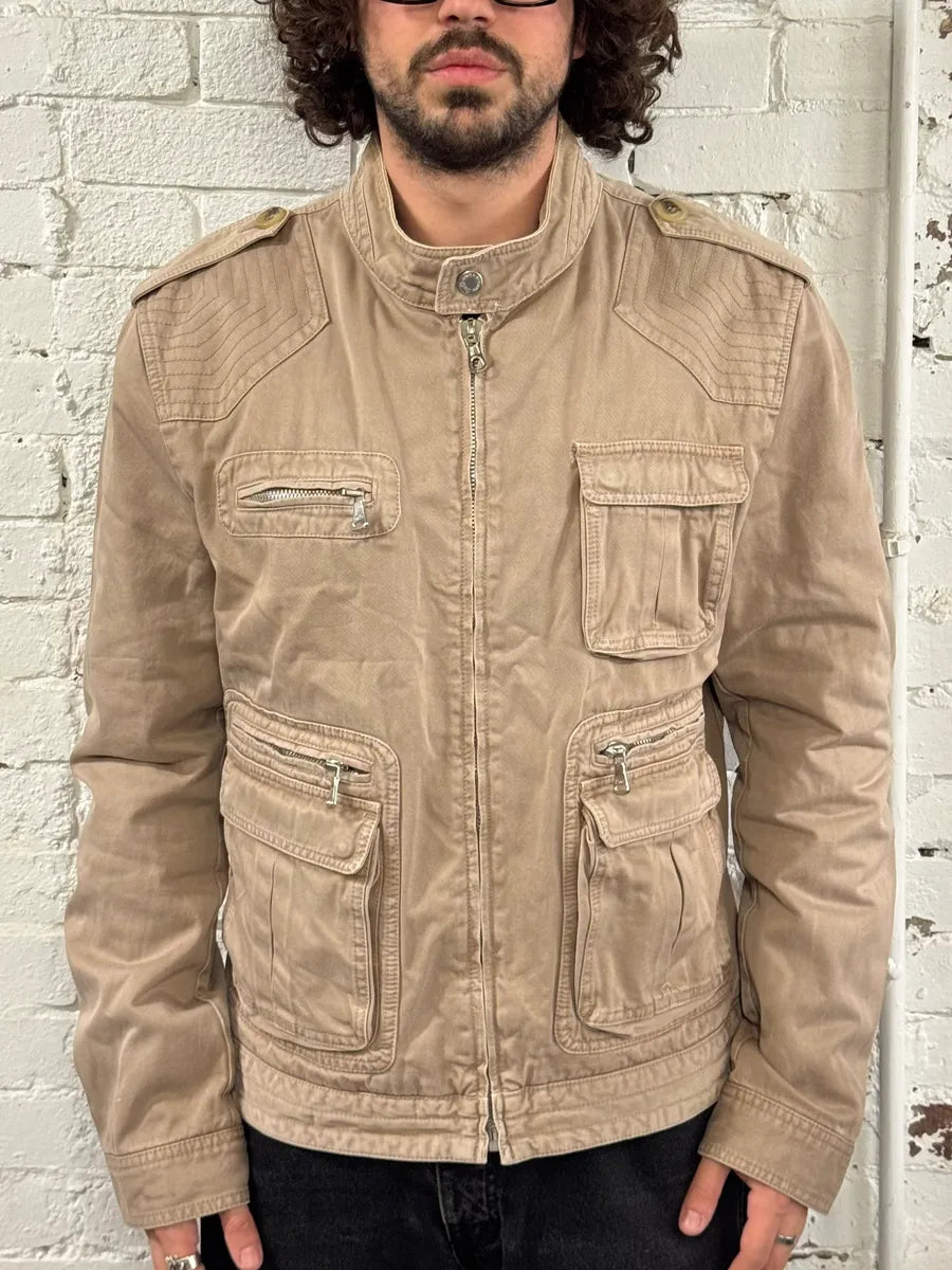 2000s Dolce & Gabbana Multi-Pocket Beige Cargo Jacket JCMZjzM 1