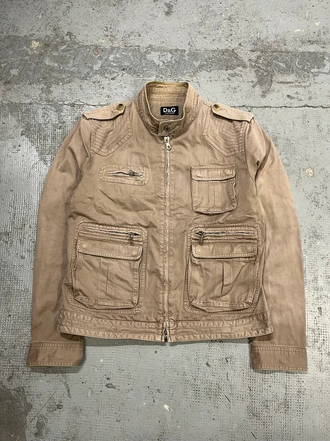 2000s Dolce & Gabbana Multi-Pocket Beige Cargo Jacket JCMZjzM 3
