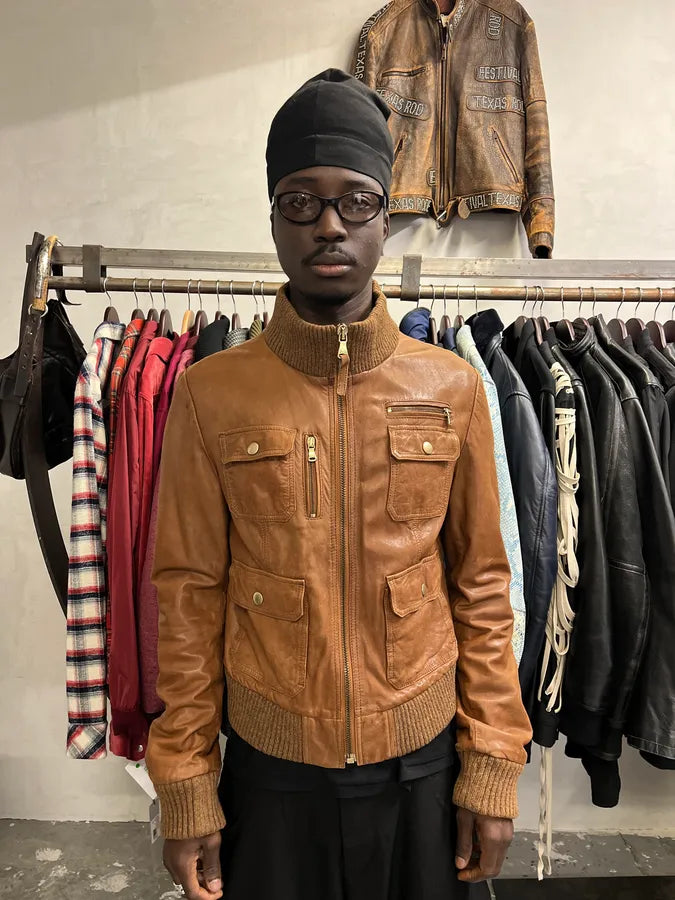 2000s Dolce & Gabbana Multi Pockets Brown Leather Jacket fnyJUHl 1