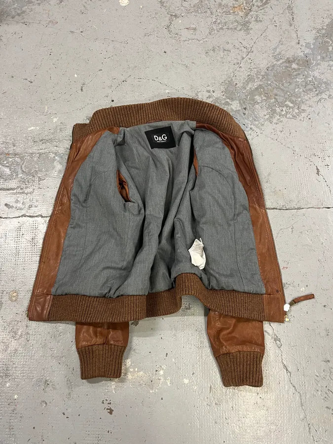 2000s Dolce & Gabbana Multi Pockets Brown Leather Jacket fnyJUHl 7