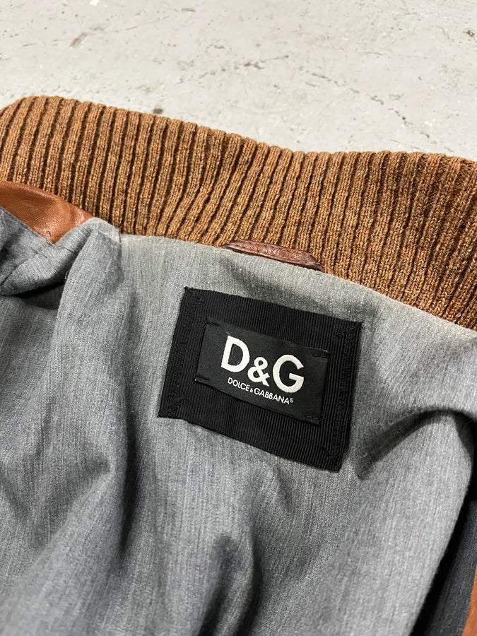 2000s Dolce & Gabbana Multi Pockets Brown Leather Jacket fnyJUHl 8