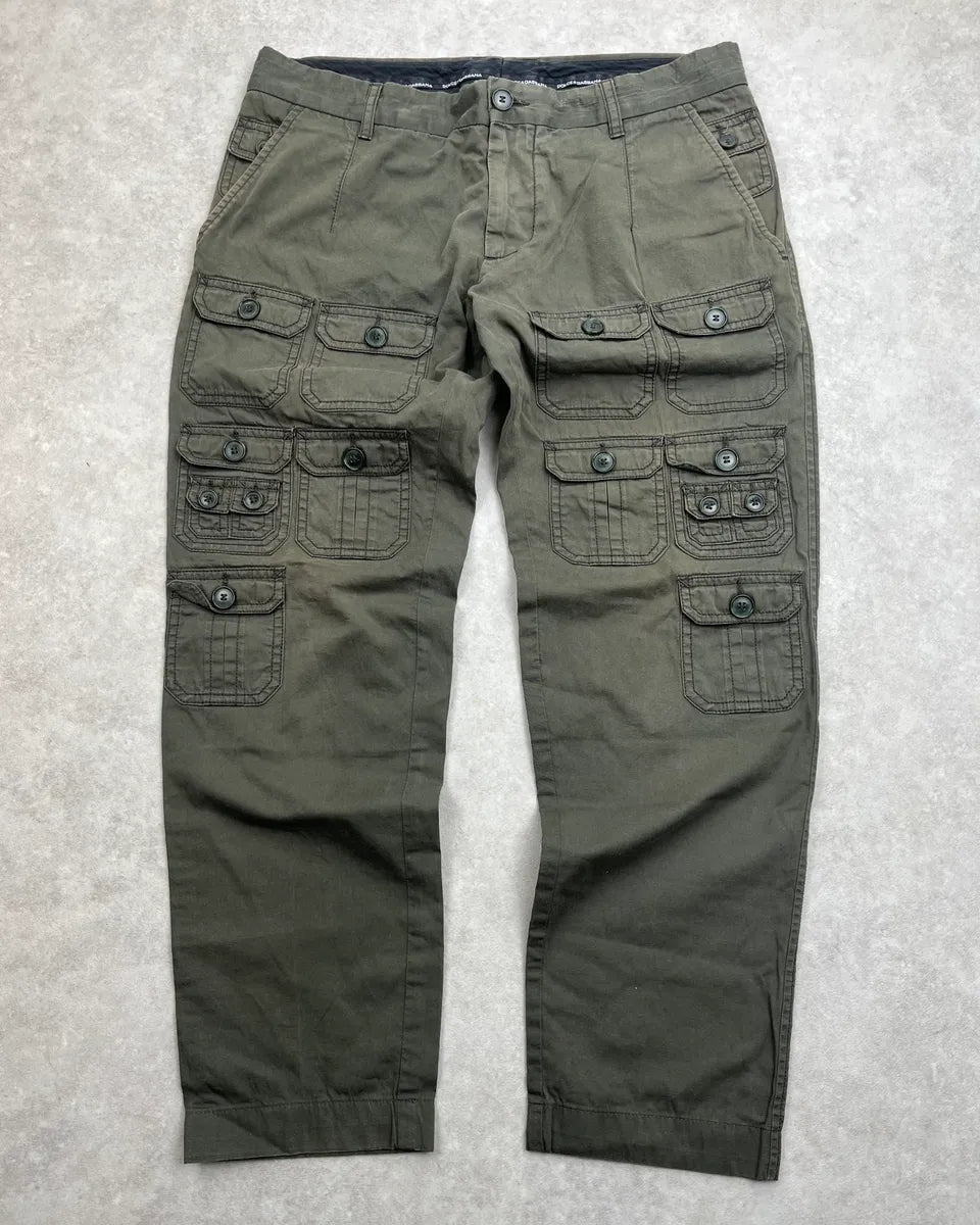 SS2008 Dolce & Gabbana Multi Pockets Olive Cargo Pants kOhJSLM 0