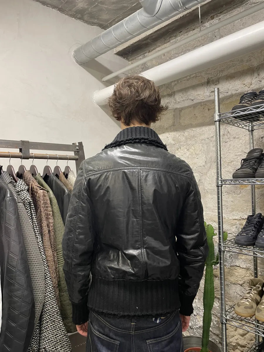 2000s Dolce & Gabbana Multi Zip Black Goatskin Leather Distressed 