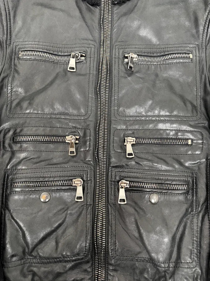 2000s Dolce & Gabbana Multi-Zip Black Leather Distressed Jacket hQvJfrb 9