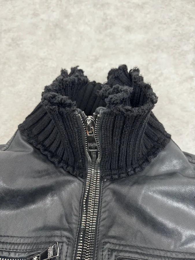 2000s Dolce & Gabbana Multi-Zip Black Leather Distressed Jacket hQvJfrb 7