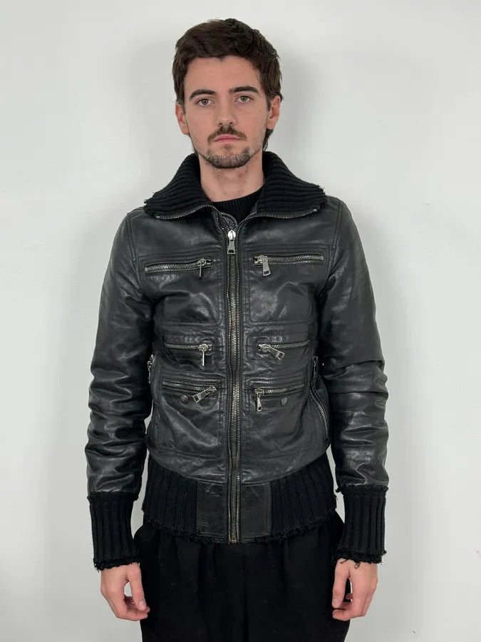 2000s Dolce & Gabbana Multi-Zip Black Leather Distressed Jacket hQvJfrb 1