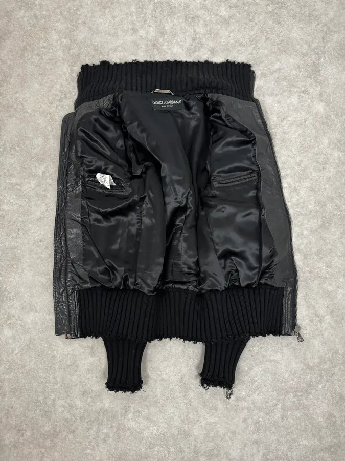 2000s Dolce & Gabbana Multi-Zip Black Leather Distressed Jacket hQvJfrb 6