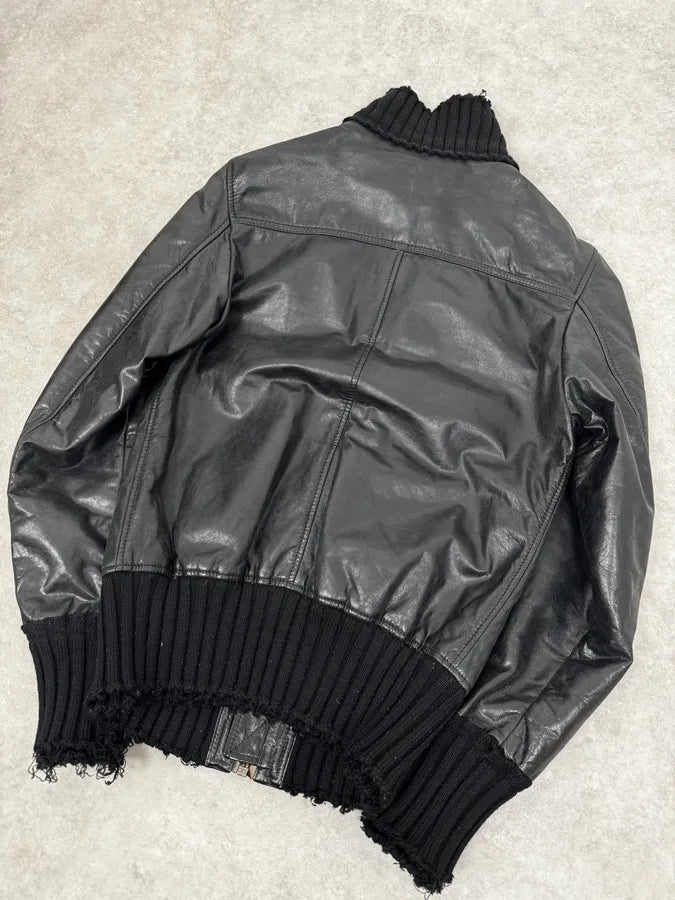 2000s Dolce & Gabbana Multi-Zip Black Leather Distressed Jacket hQvJfrb 5