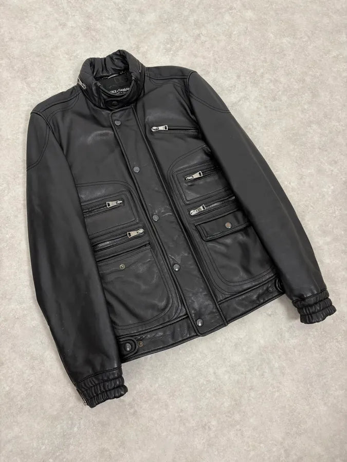 2010s Dolce & Gabbana Multi Zip Black Sheep Leather Jacket GGQHVIo 3