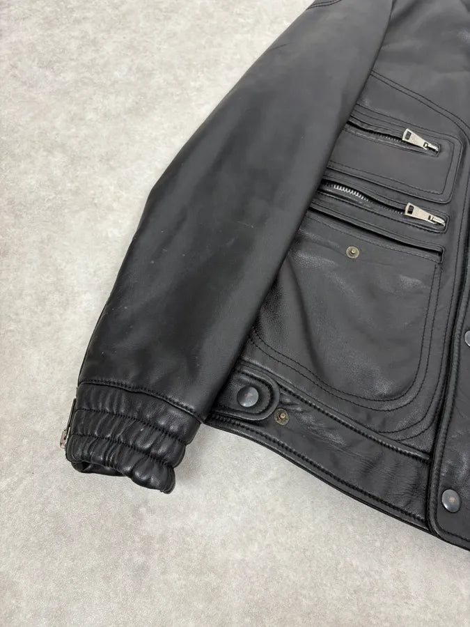 2010s Dolce & Gabbana Multi Zip Black Sheep Leather Jacket GGQHVIo 5