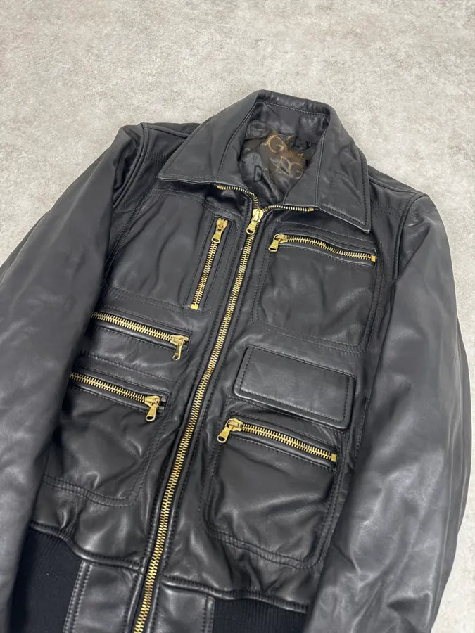 2000s Dolce & Gabbana Multi-Zip Black Leather Jacket tqviTIw 4