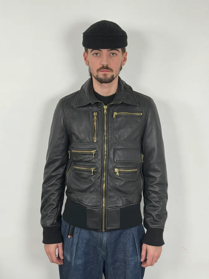 2000s Dolce & Gabbana Multi-Zip Black Leather Jacket tqviTIw 1