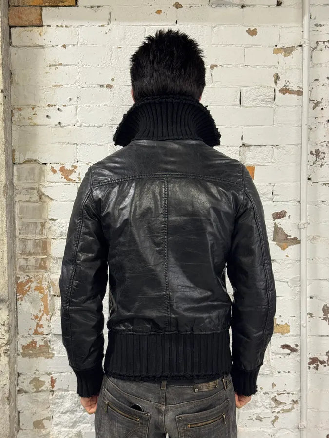 2000s Dolce & Gabbana Multi-Zip Destroyed Black Leather Jacket EPFOwFV 1