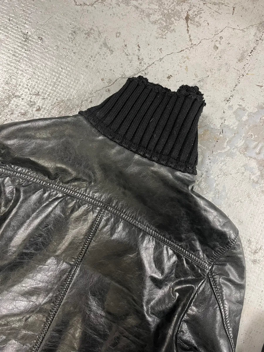 2000s Dolce & Gabbana Multi-Zip Destroyed Black Leather Jacket EPFOwFV 6