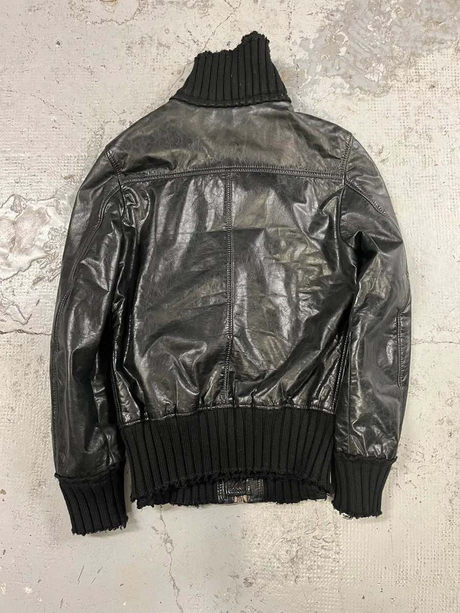 2000s Dolce & Gabbana Multi-Zip Destroyed Black Leather Jacket EPFOwFV 5