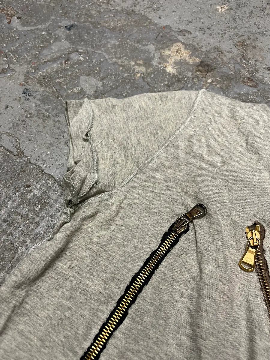 2000s Dolce & Gabbana Multi-Zip Grey T-shirt (S) fQDihtN 2