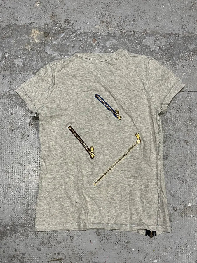 2000s Dolce & Gabbana Multi-Zip Grey T-shirt (S) fQDihtN 3