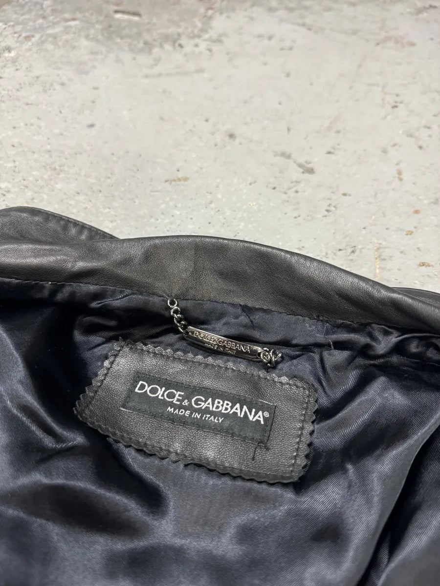 2000s Dolce & Gabbana Multi Zips Black Leather Jacket BbviacJ 10