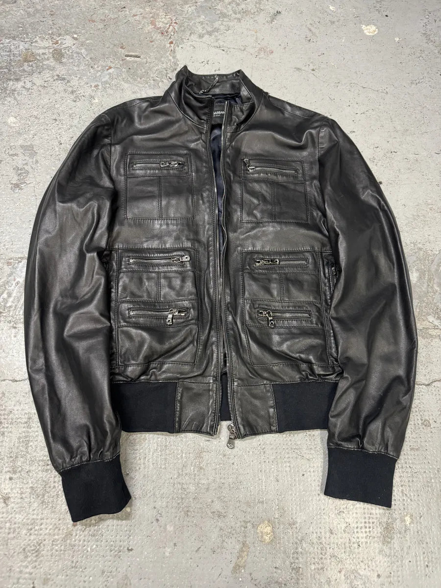 2000s Dolce & Gabbana Multi Zips Black Leather Jacket BbviacJ 5