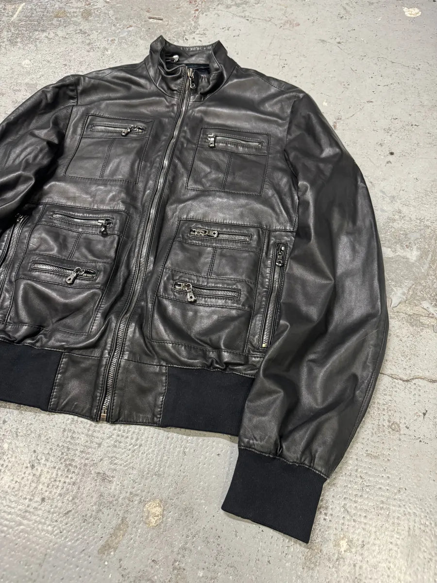 2000s Dolce & Gabbana Multi Zips Black Leather Jacket BbviacJ 8