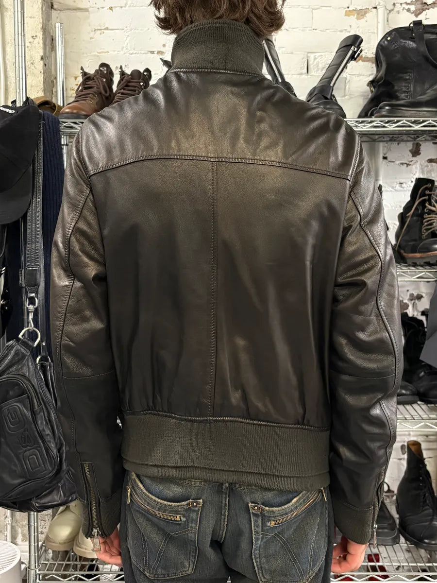 2000s Dolce & Gabbana Multi Zips Brown Bronze Leather Jacket (M) JAEbMDk 2