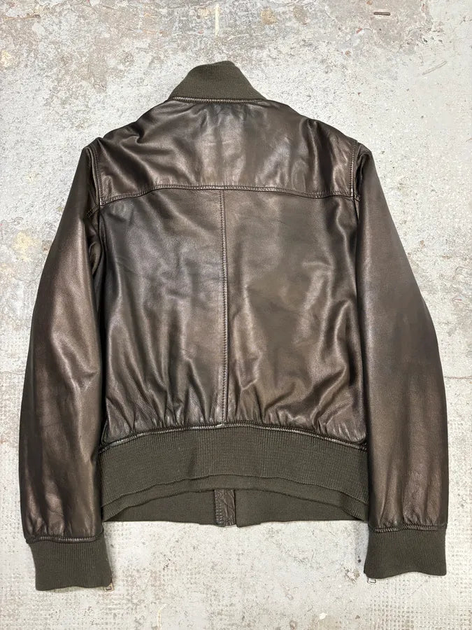 2000s Dolce & Gabbana Multi Zips Brown Bronze Leather Jacket (M) JAEbMDk 5