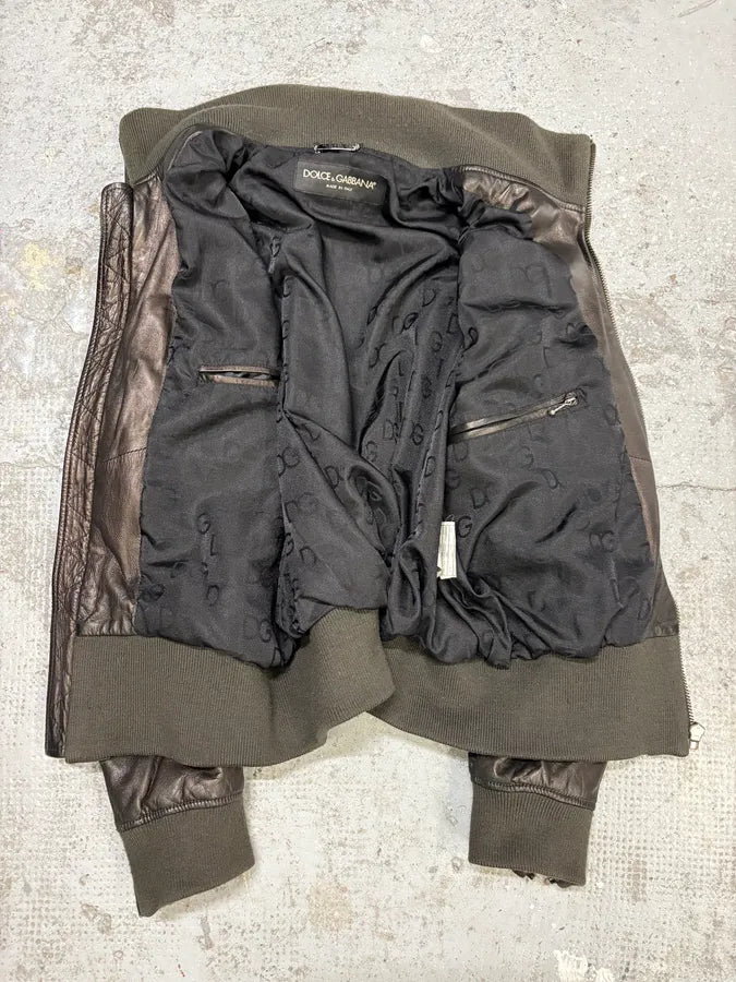 2000s Dolce & Gabbana Multi Zips Brown Bronze Leather Jacket (M) JAEbMDk 6