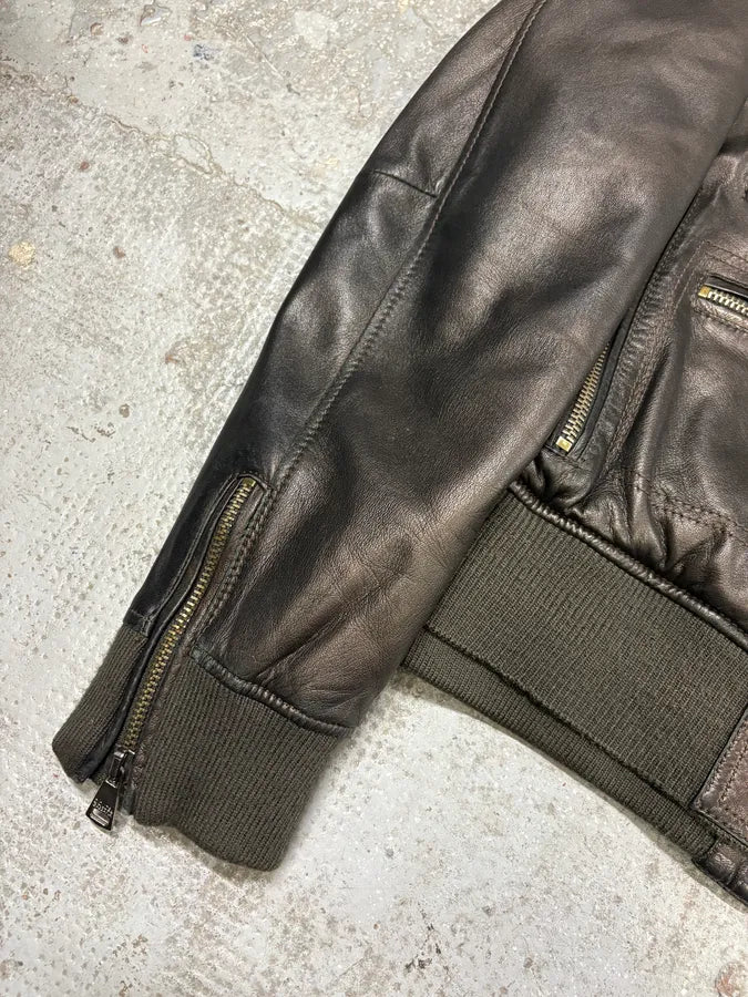 2000s Dolce & Gabbana Multi Zips Brown Bronze Leather Jacket (M) JAEbMDk 7