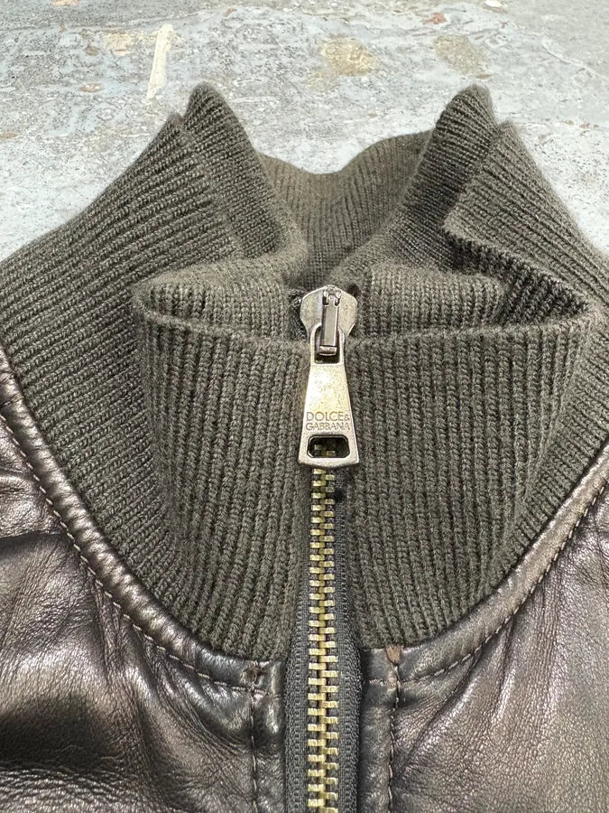 2000s Dolce & Gabbana Multi Zips Brown Bronze Leather Jacket (M) JAEbMDk 9