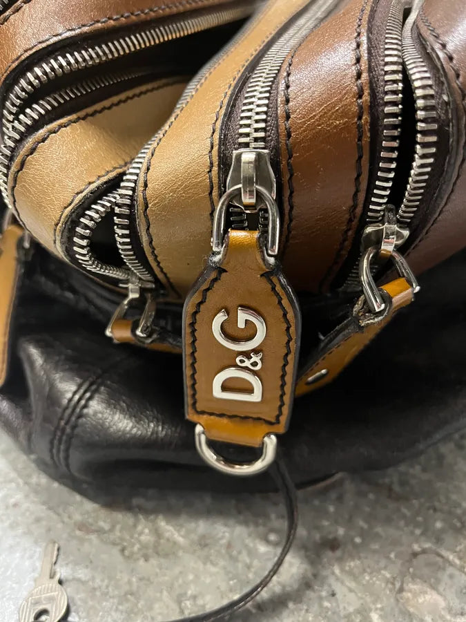 2000s Dolce & Gabbana Multi Zips Lily Leather Bag (OS) iYHzrFd 5