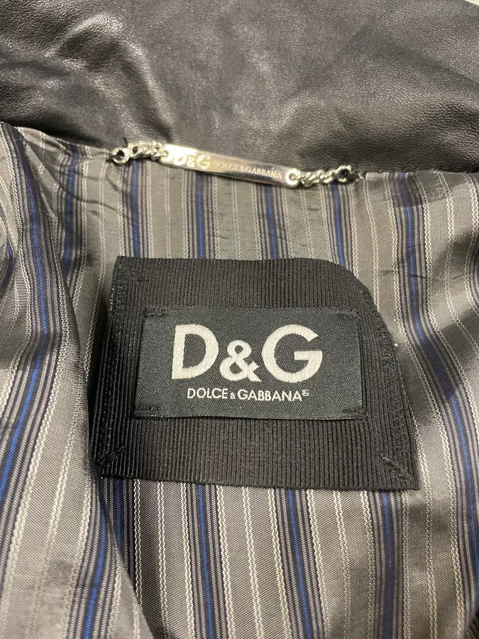 2000s Dolce & Gabbana Multipocket Black Leather Jacket (L) 12