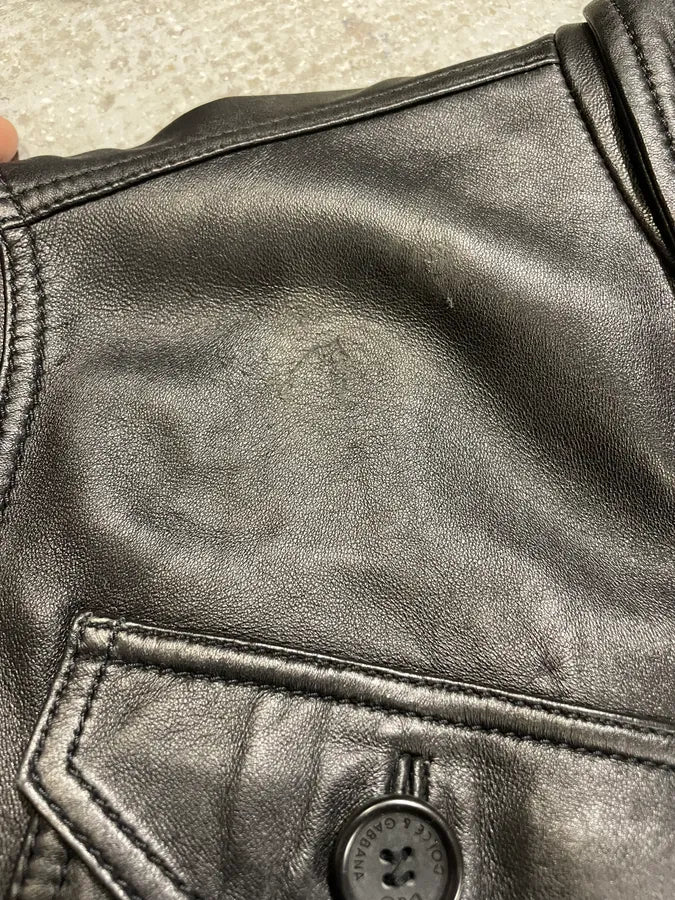 2000s Dolce & Gabbana Multipocket Black Leather Jacket (L) 10