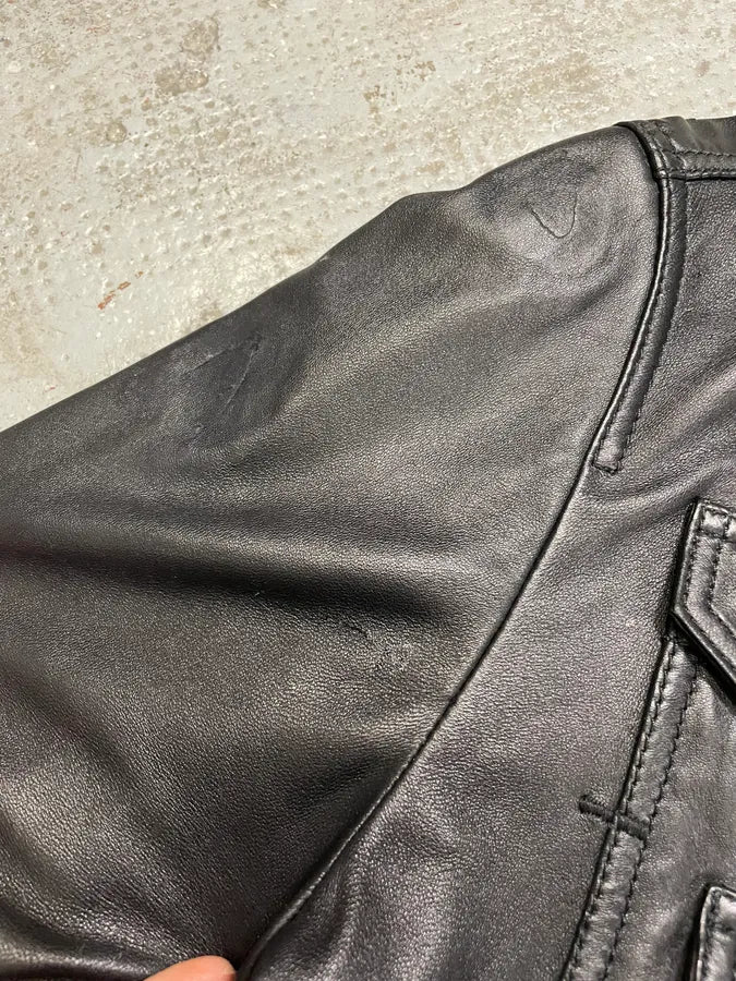 2000s Dolce & Gabbana Multipocket Black Leather Jacket (L) 11