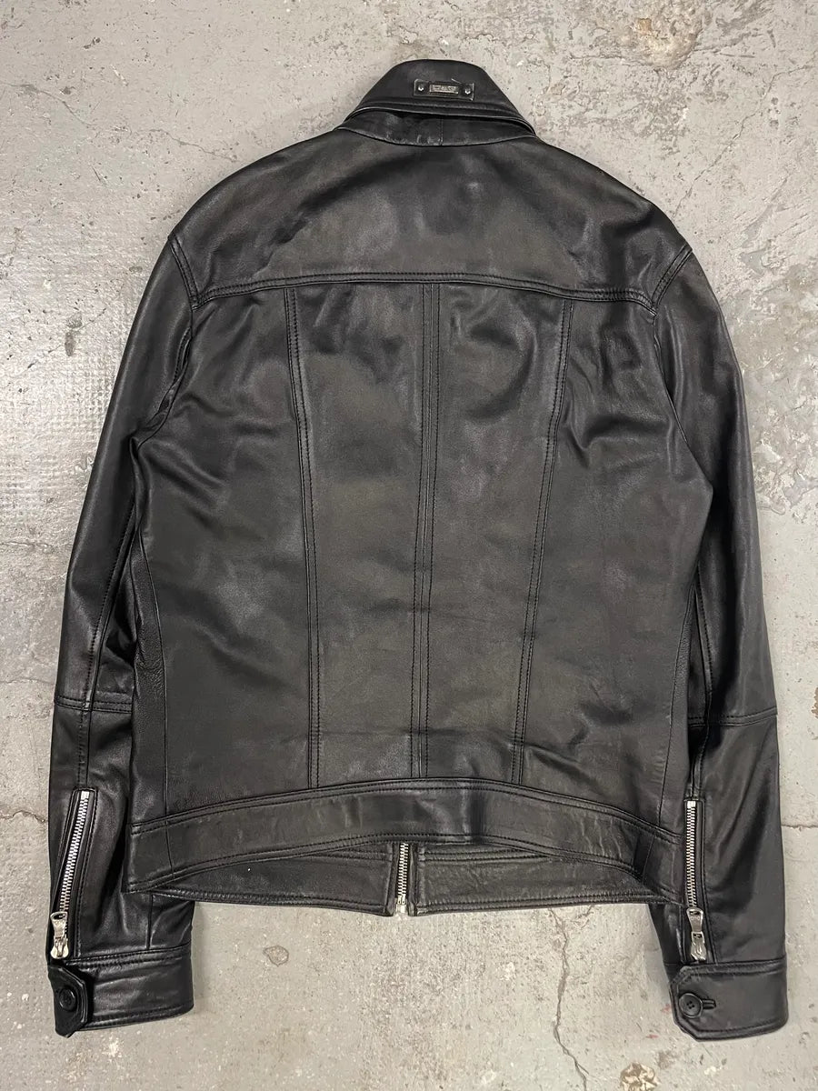 2000s Dolce & Gabbana Multipocket Black Leather Jacket (L) 3