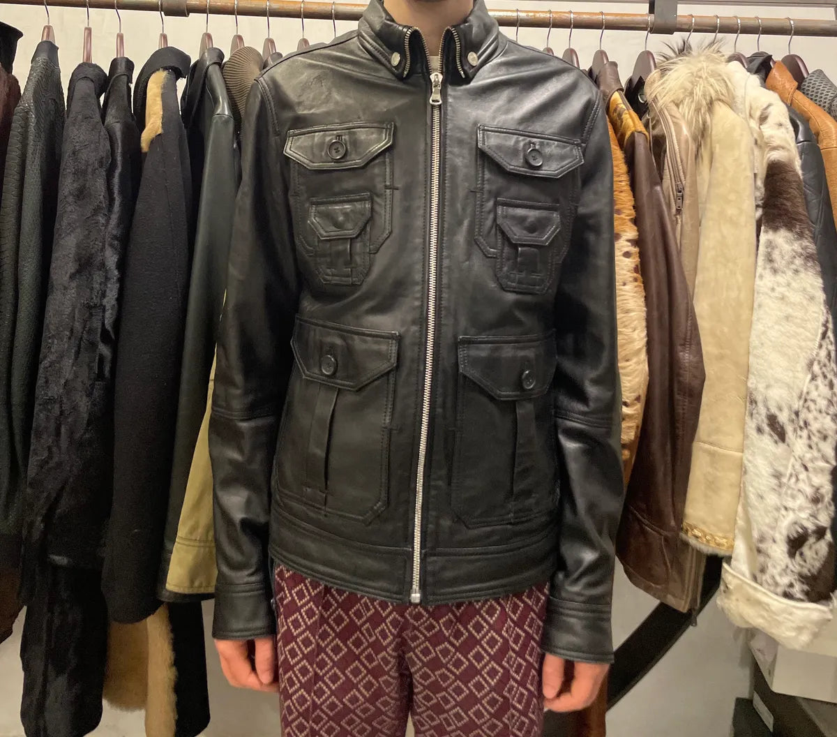2000s Dolce & Gabbana Multipocket Black Leather Jacket (L) 4