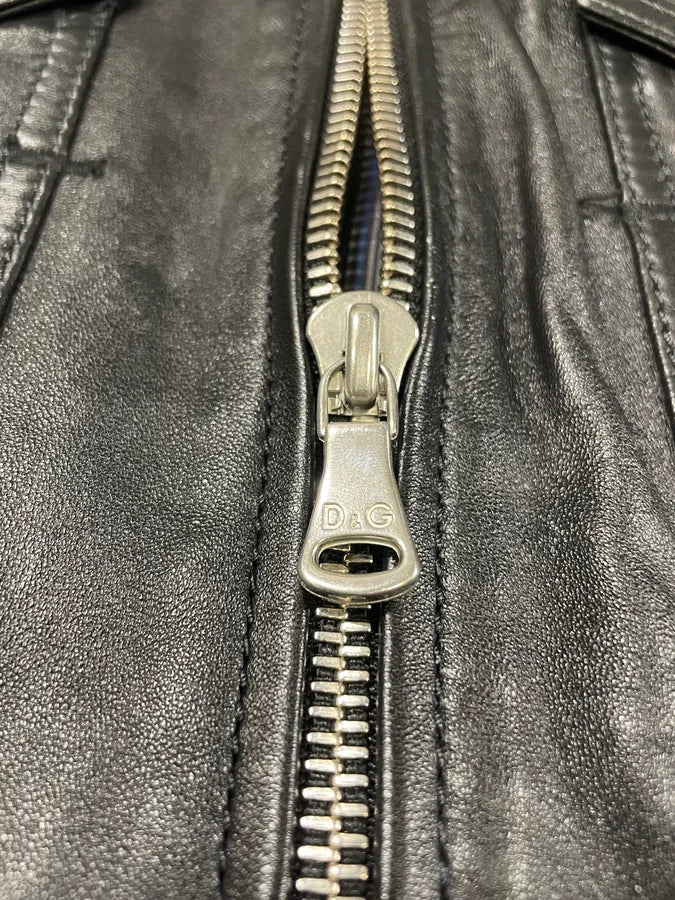 2000s Dolce & Gabbana Multipocket Black Leather Jacket (L) 7