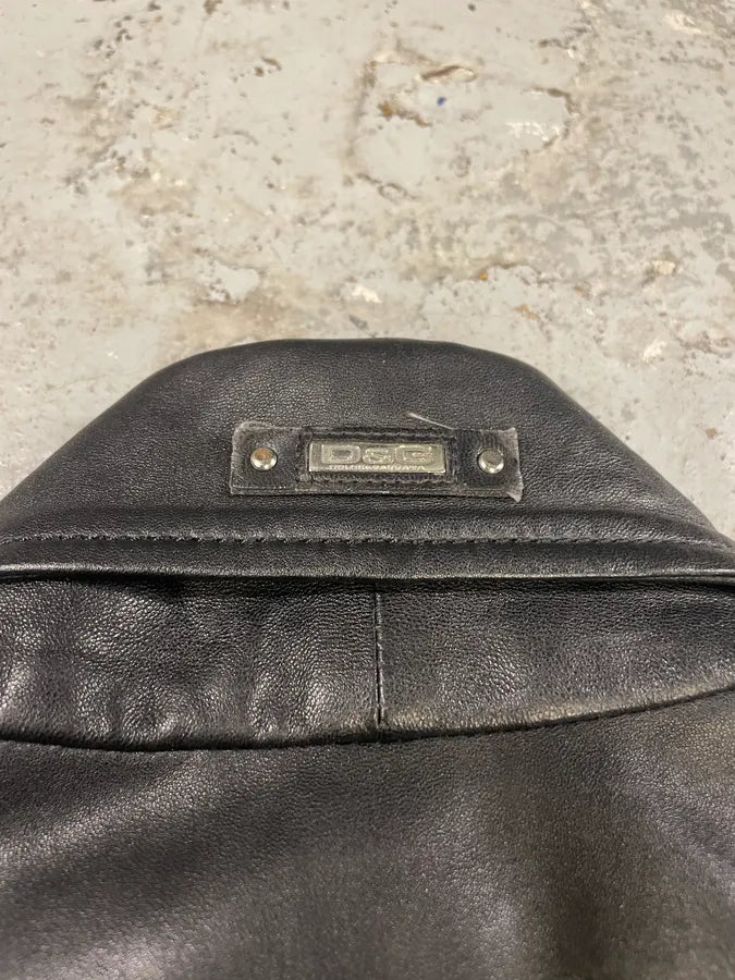 2000s Dolce & Gabbana Multipocket Black Leather Jacket (L) 9