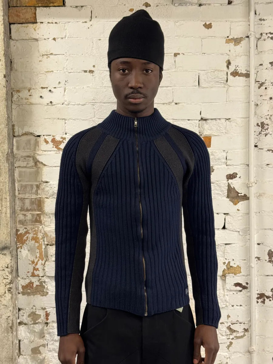 2000s Dolce & Gabbana Navy & Grey Zip-up Sweater DUdSOQz 0