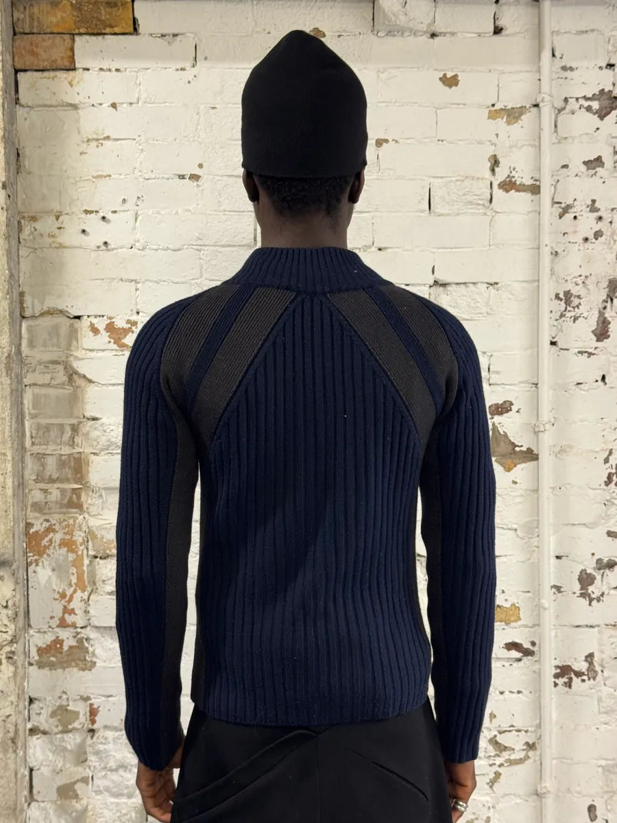 2000s Dolce & Gabbana Navy & Grey Zip-up Sweater DUdSOQz 1