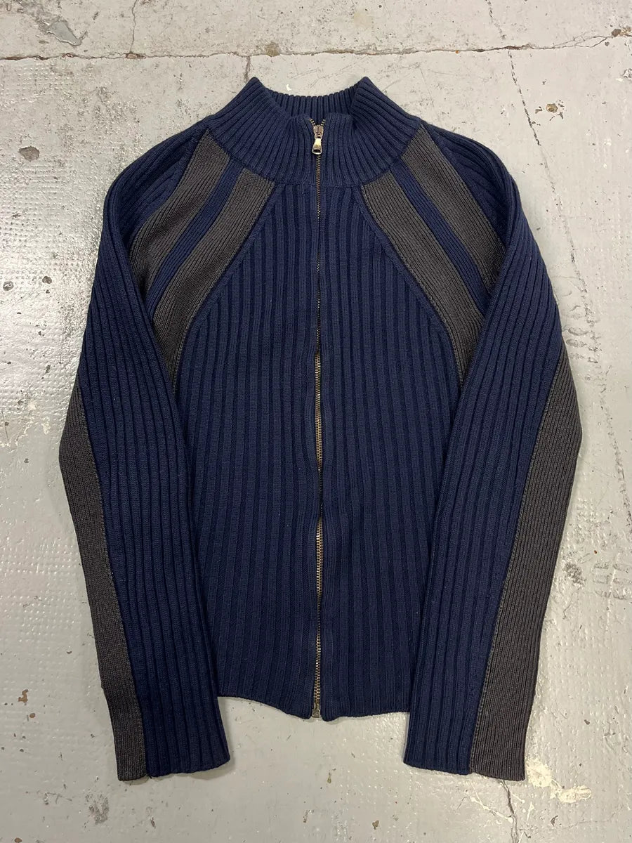2000s Dolce & Gabbana Navy & Grey Zip-up Sweater DUdSOQz 2
