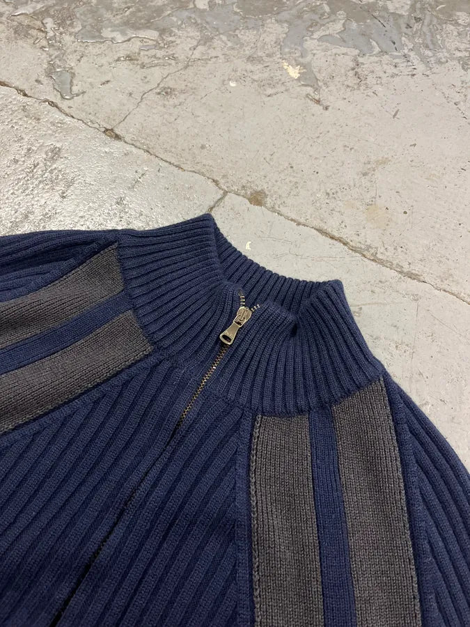 2000s Dolce & Gabbana Navy & Grey Zip-up Sweater DUdSOQz 4