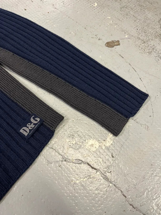 2000s Dolce & Gabbana Navy & Grey Zip-up Sweater DUdSOQz 5