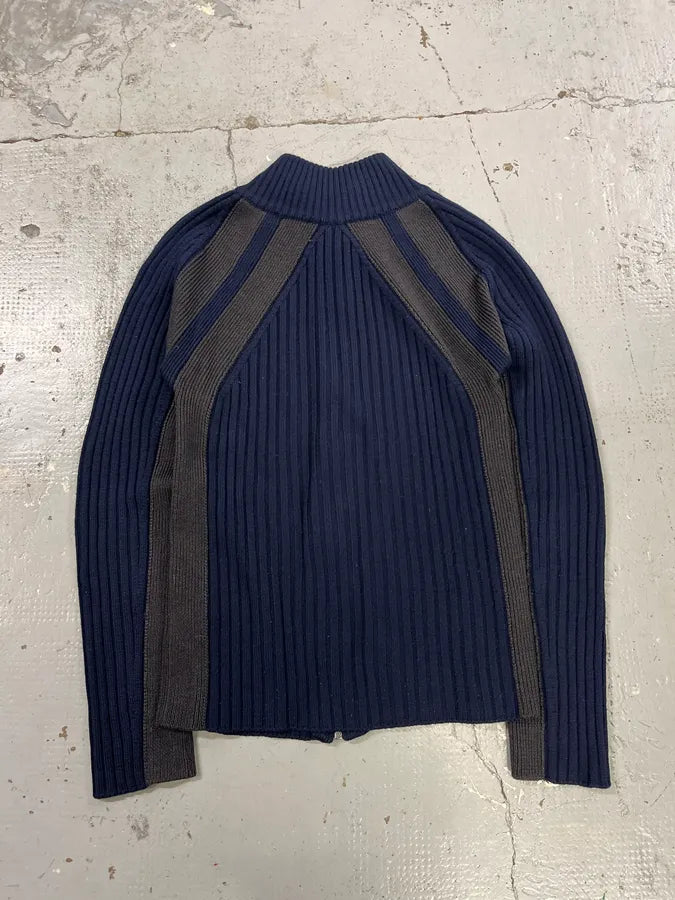 2000s Dolce & Gabbana Navy & Grey Zip-up Sweater DUdSOQz 6