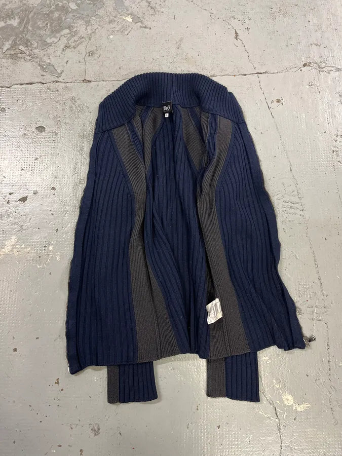 2000s Dolce & Gabbana Navy & Grey Zip-up Sweater DUdSOQz 7