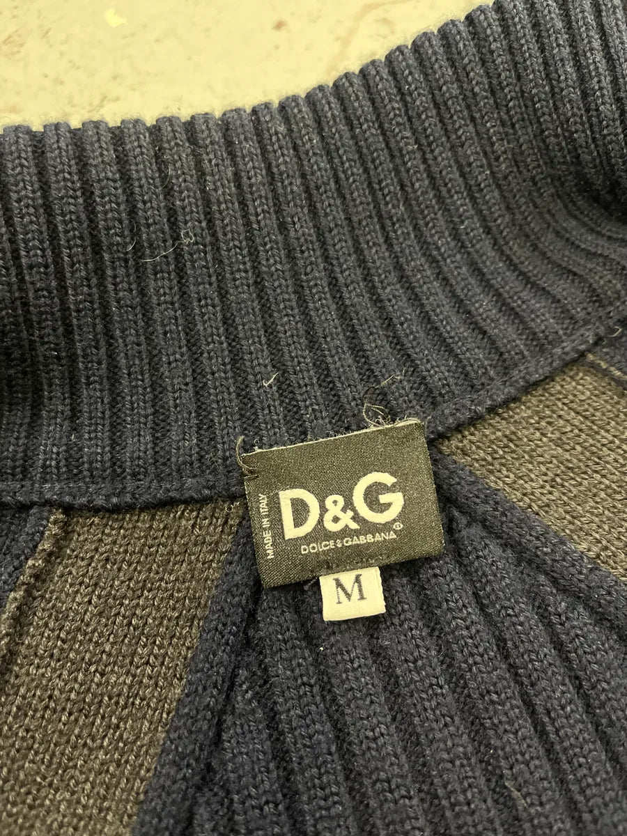 2000s Dolce & Gabbana Navy & Grey Zip-up Sweater DUdSOQz 8