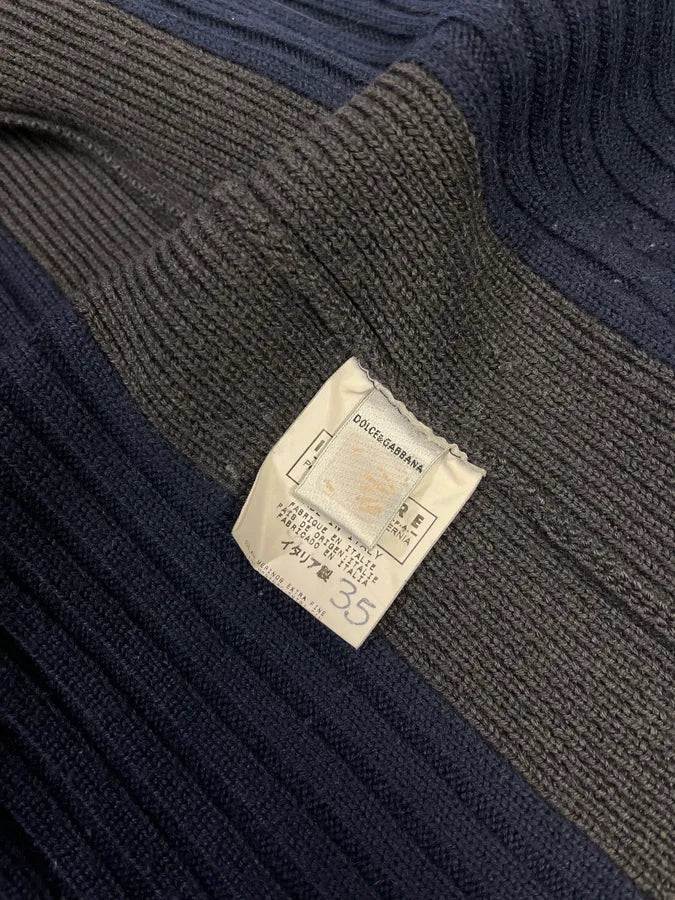 2000s Dolce & Gabbana Navy & Grey Zip-up Sweater DUdSOQz 9