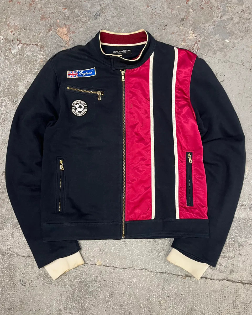 2000s Dolce & Gabbana Navy & Pink Racer Sweater (M) 0