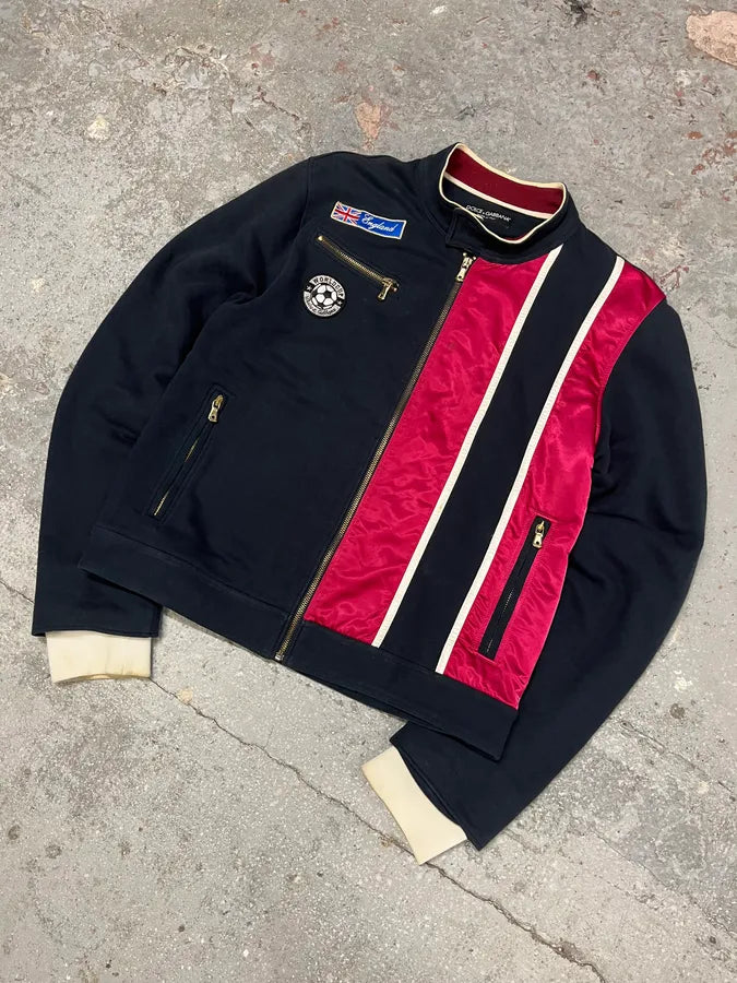 2000s Dolce & Gabbana Navy & Pink Racer Sweater (M) 1