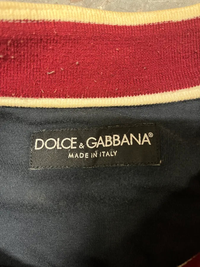 2000s Dolce & Gabbana Navy & Pink Racer Sweater (M) 7
