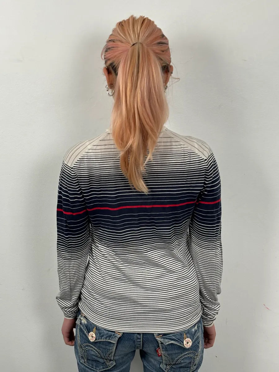 2000s Dolce & Gabbana Navy & White Gradient Striped Sweater kyIJVjB 1